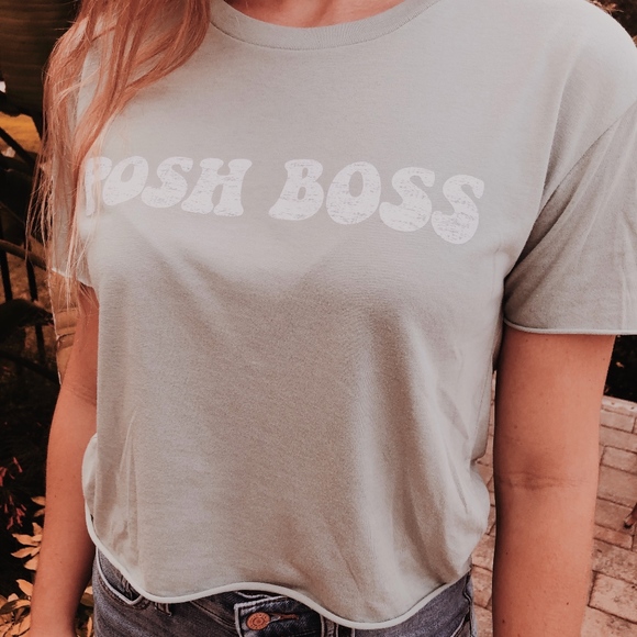 POSH BOSS ✰ Groovy Print Raw Hem Tee in Sea Green - Picture 2 of 5
